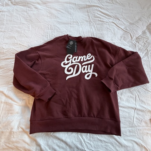 Game Day Tops - Gina Game Day Sweatshirt Womens Small Burgundy‎ Fleece Crewneck NWT